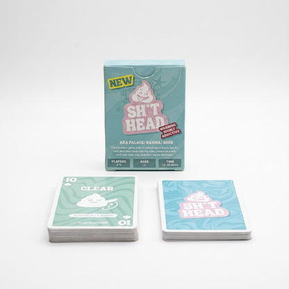 Sh*thead Card Game box with Clear 10♠ card and card backs — studio product shot